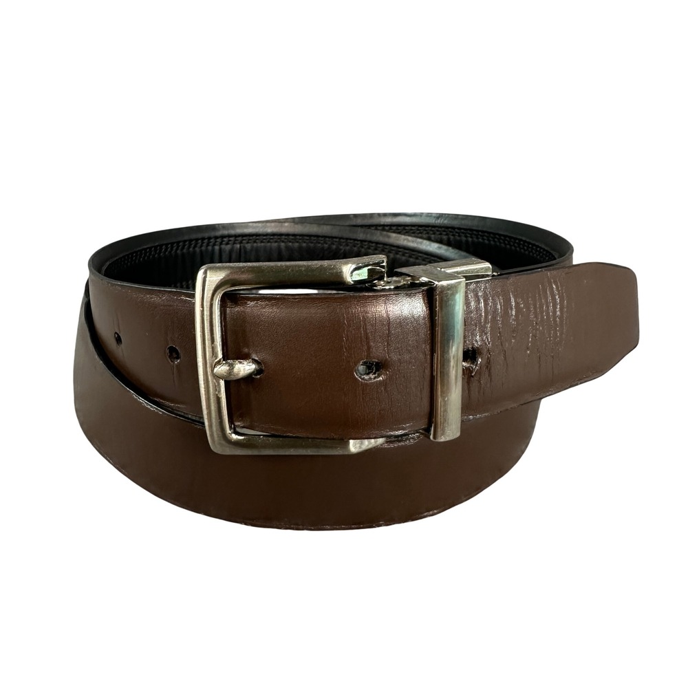 Dockers Mens Reversible Black Brown Belt Silver Buckle Size 40 11DK01PX